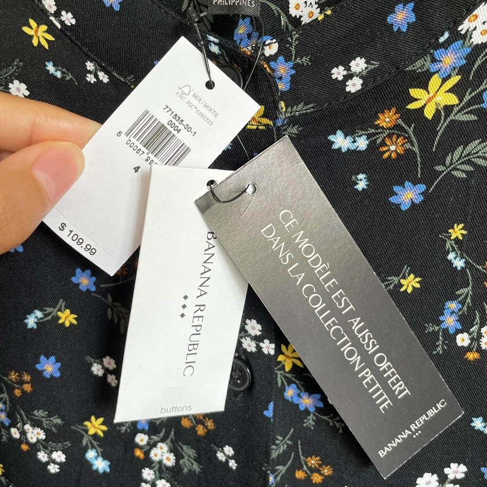 NWT Banana Republic Black flower sleeveless dress